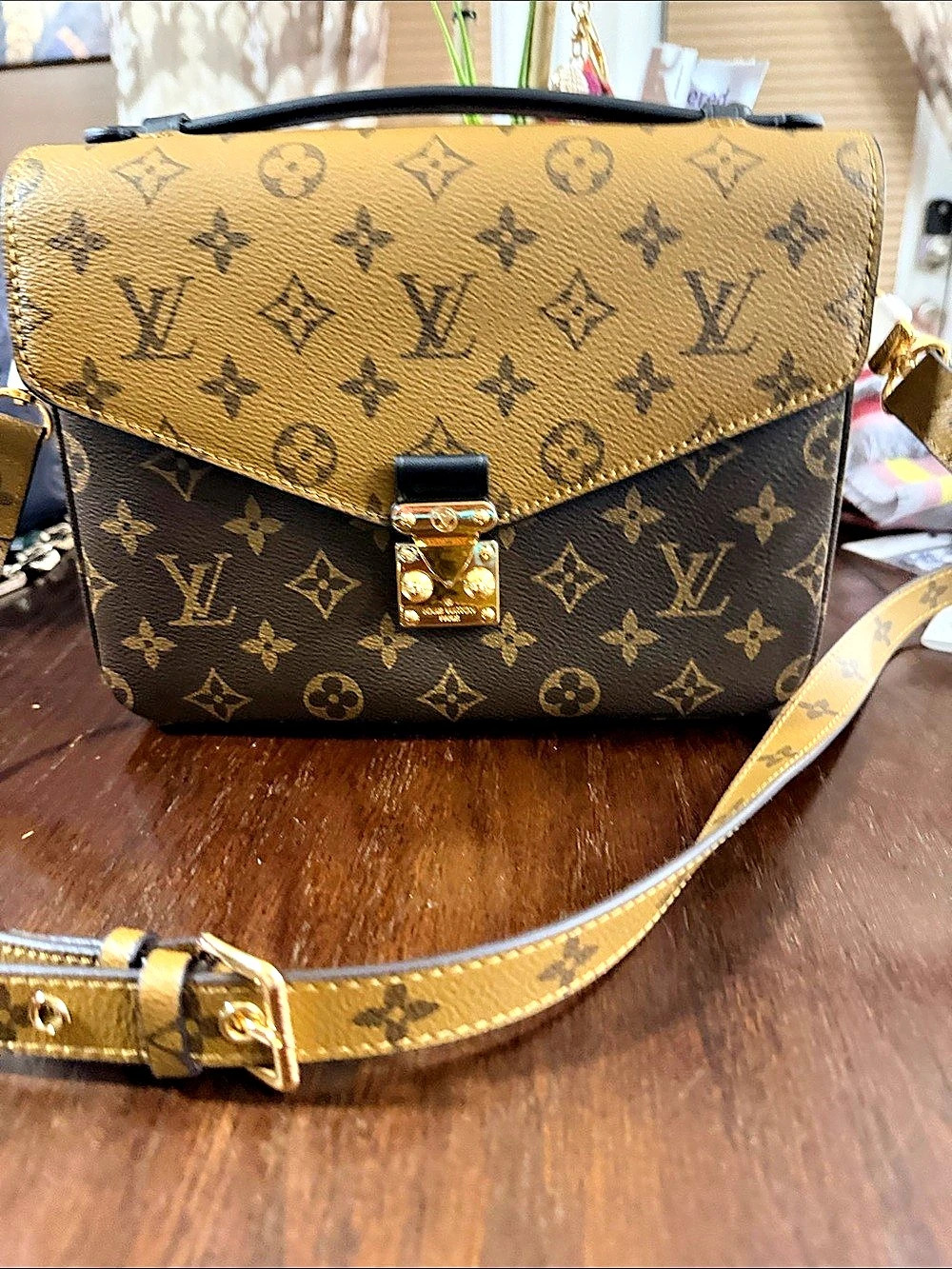 Monogram Crossbody Bag in Brown & Tan